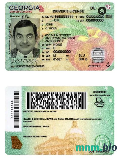 Szablon prawa jazdy USA Georgia w formacie PSD (2019-obecnie)